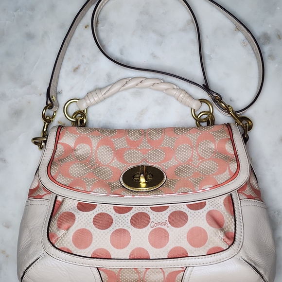 Coach Pink Signature Turnlock Shoulder Bag